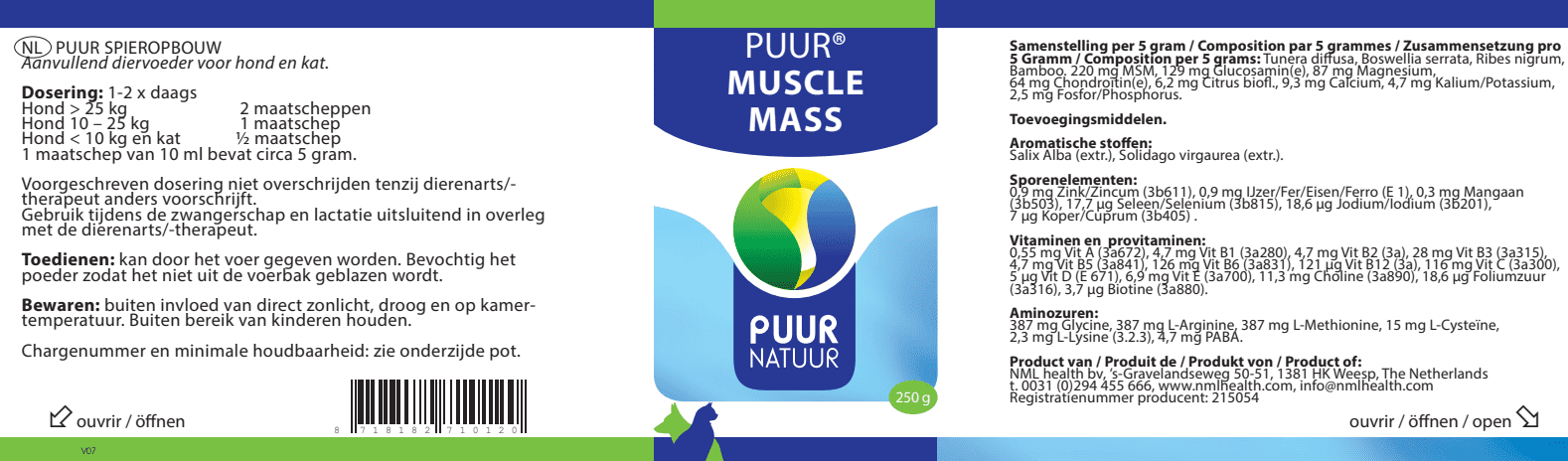 PUUR Muscle mass 250g