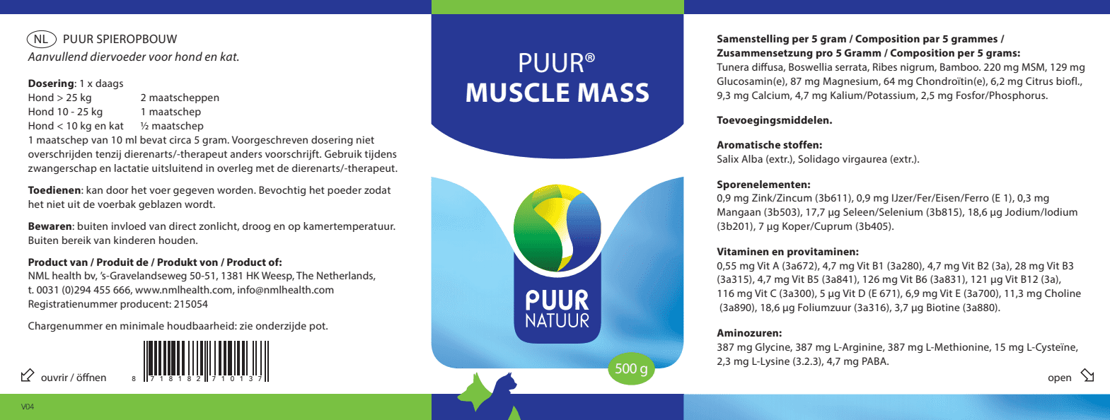 PUUR Muscle mass 500g
